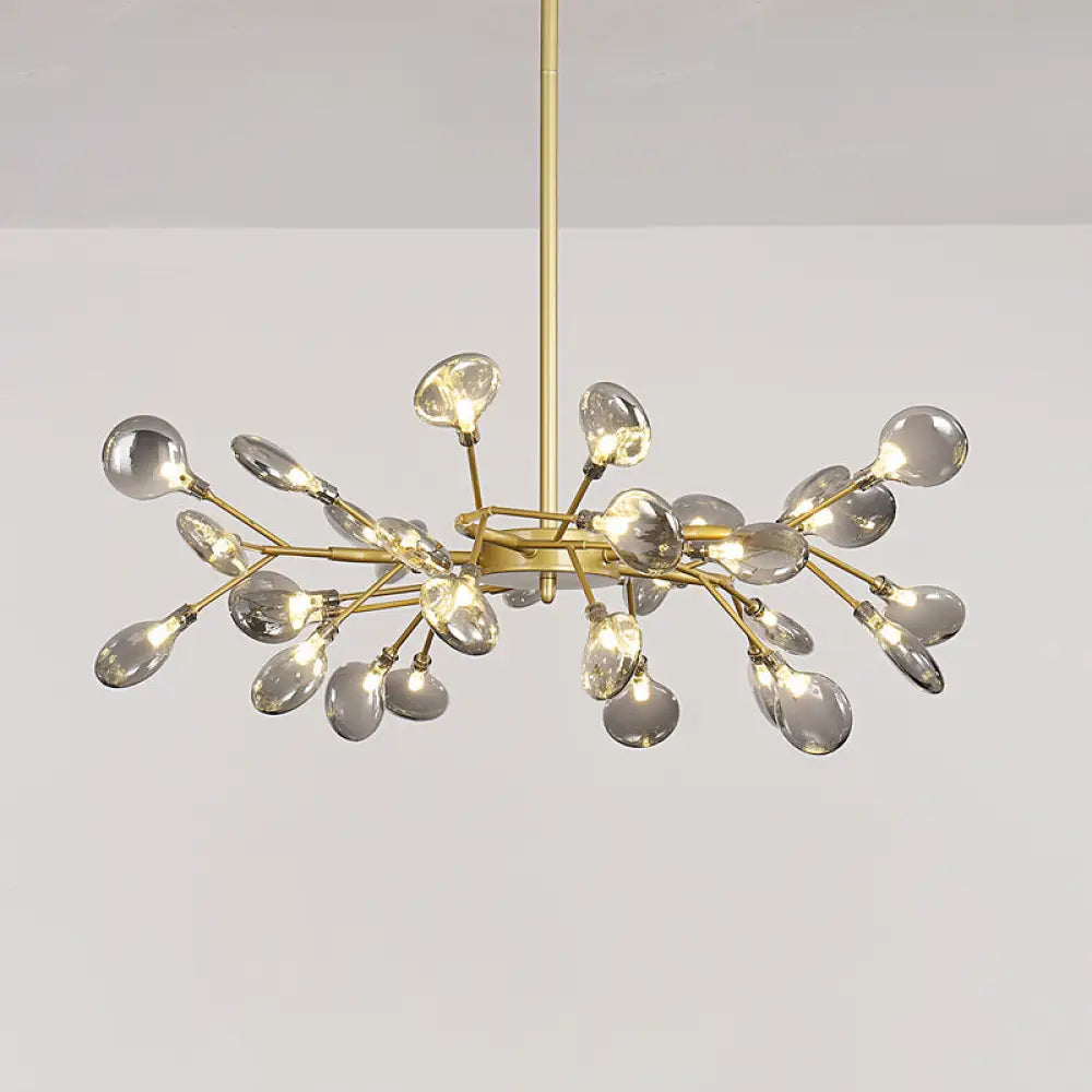 Postmodern Glass Firefly Chandelier: Stylish Ceiling Lamp For Living Room 30 / Gold Smoke Grey