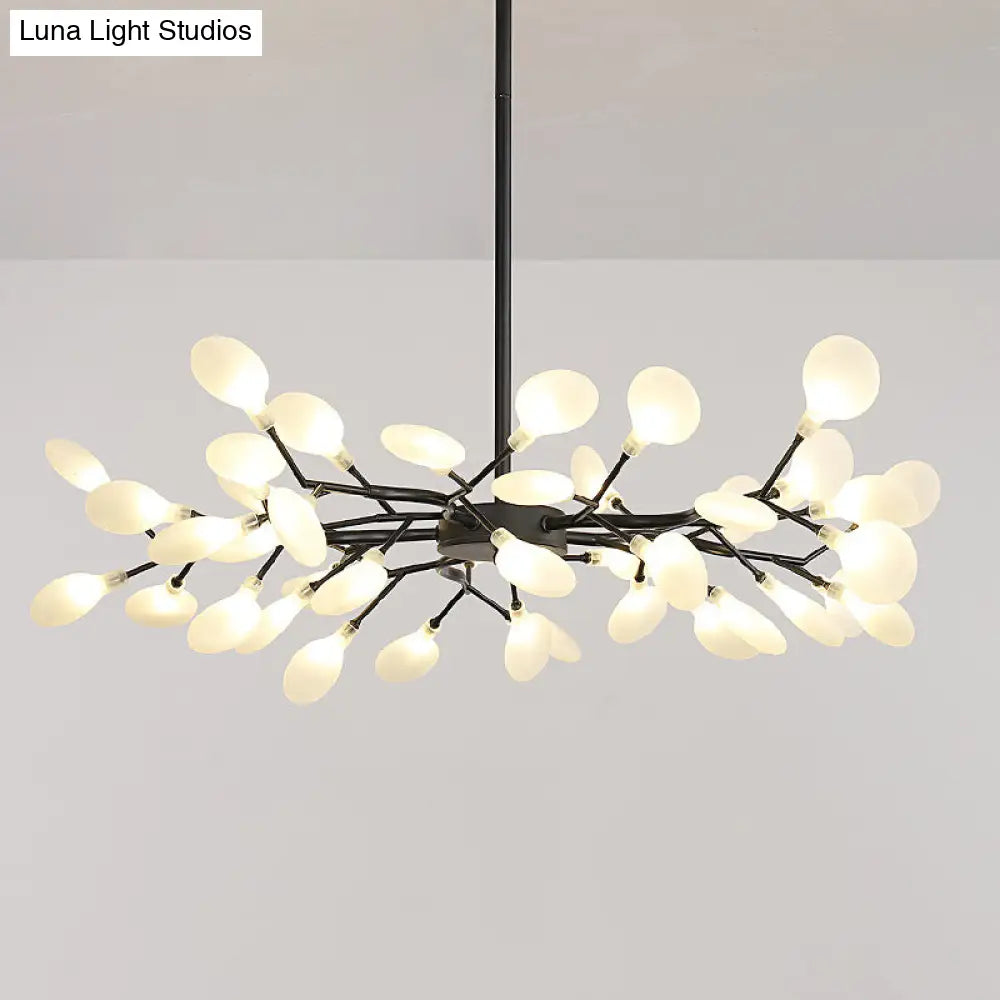 Firefly Chandelier: Modern Glass Ceiling Lamp For Living Room 45 / Black Milk White