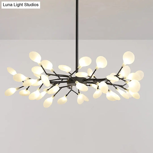 Firefly Chandelier: Modern Glass Ceiling Lamp For Living Room 45 / Black Milk White