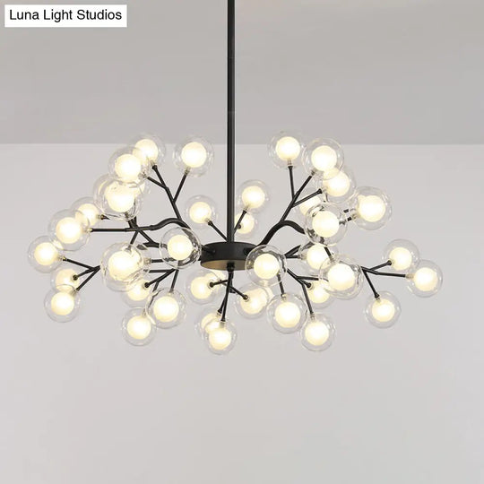 Firefly Chandelier: Modern Glass Ceiling Lamp For Living Room 45 / Black White