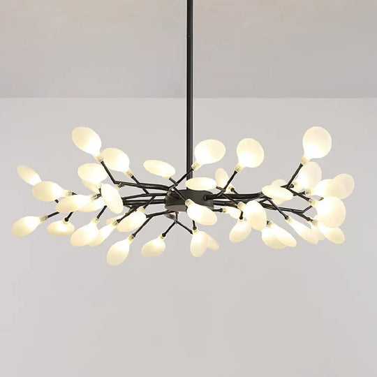 Postmodern Glass Firefly Chandelier: Stylish Ceiling Lamp For Living Room 45 / Black Milk White