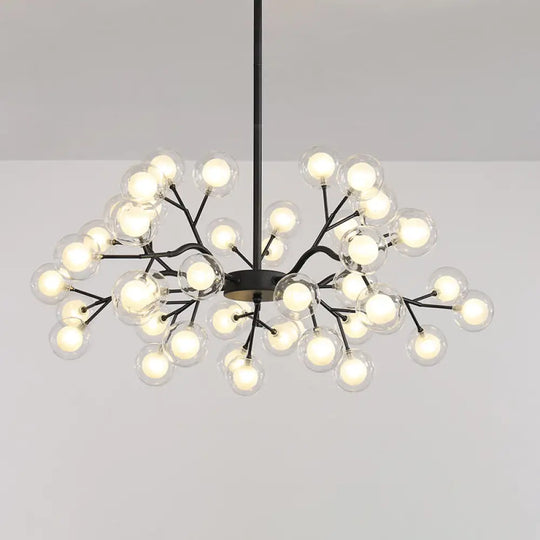 Postmodern Glass Firefly Chandelier: Stylish Ceiling Lamp For Living Room 45 / Black White