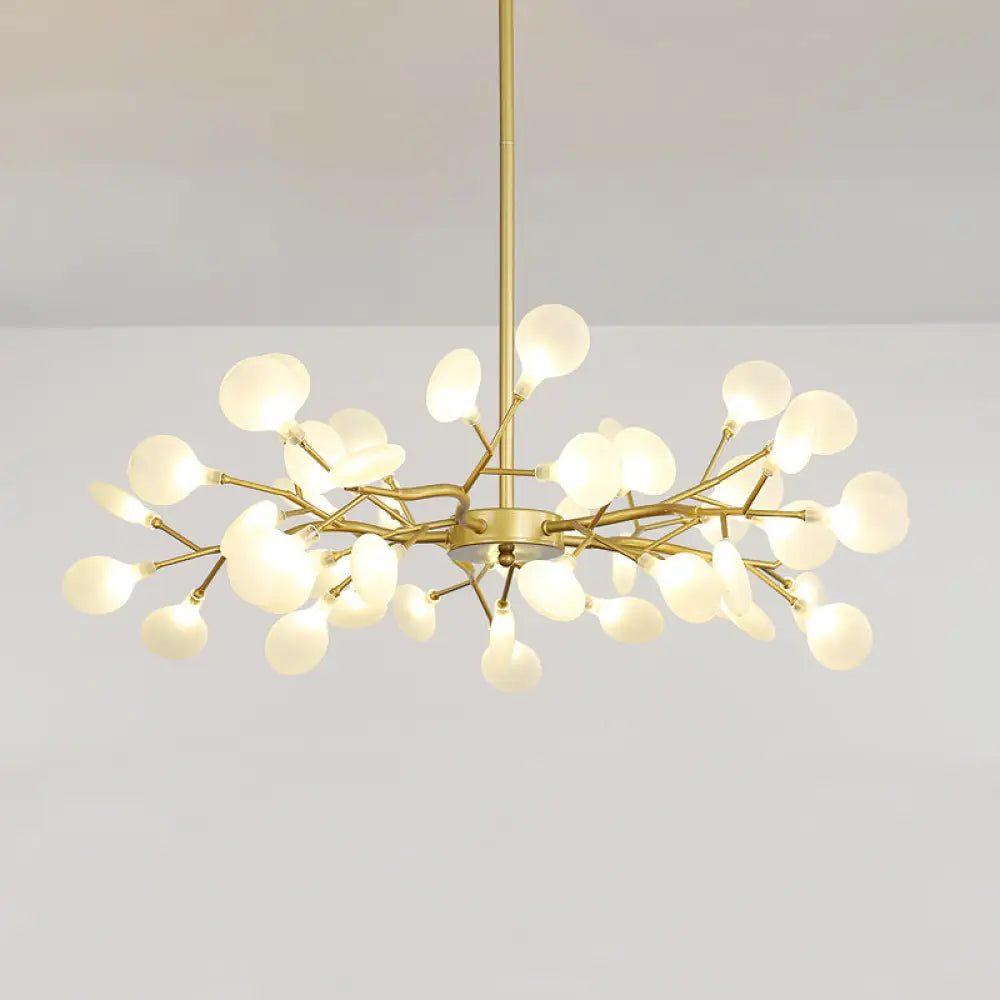 Postmodern Glass Firefly Chandelier: Stylish Ceiling Lamp For Living Room 45 / Gold Milk White