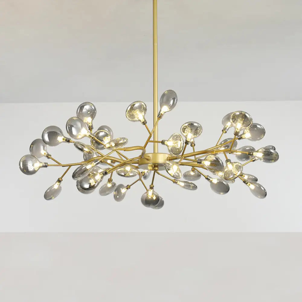 Postmodern Glass Firefly Chandelier: Stylish Ceiling Lamp For Living Room 45 / Gold Smoke Grey
