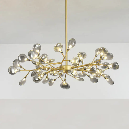 Postmodern Glass Firefly Chandelier: Stylish Ceiling Lamp For Living Room 45 / Gold Smoke Grey