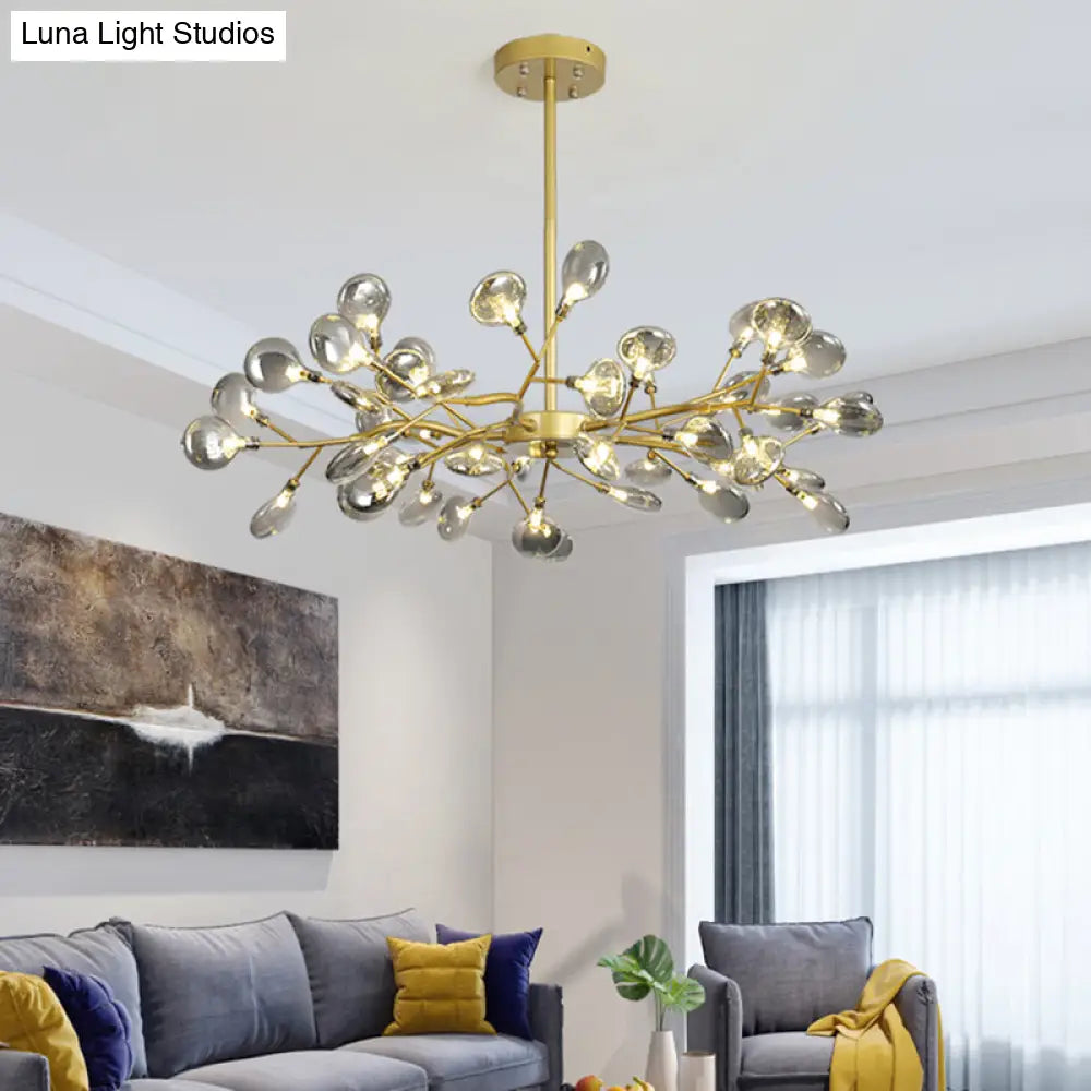 Postmodern Glass Firefly Chandelier: Stylish Ceiling Lamp For Living Room