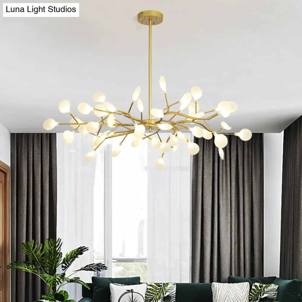 Postmodern Glass Firefly Chandelier: Stylish Ceiling Lamp For Living Room