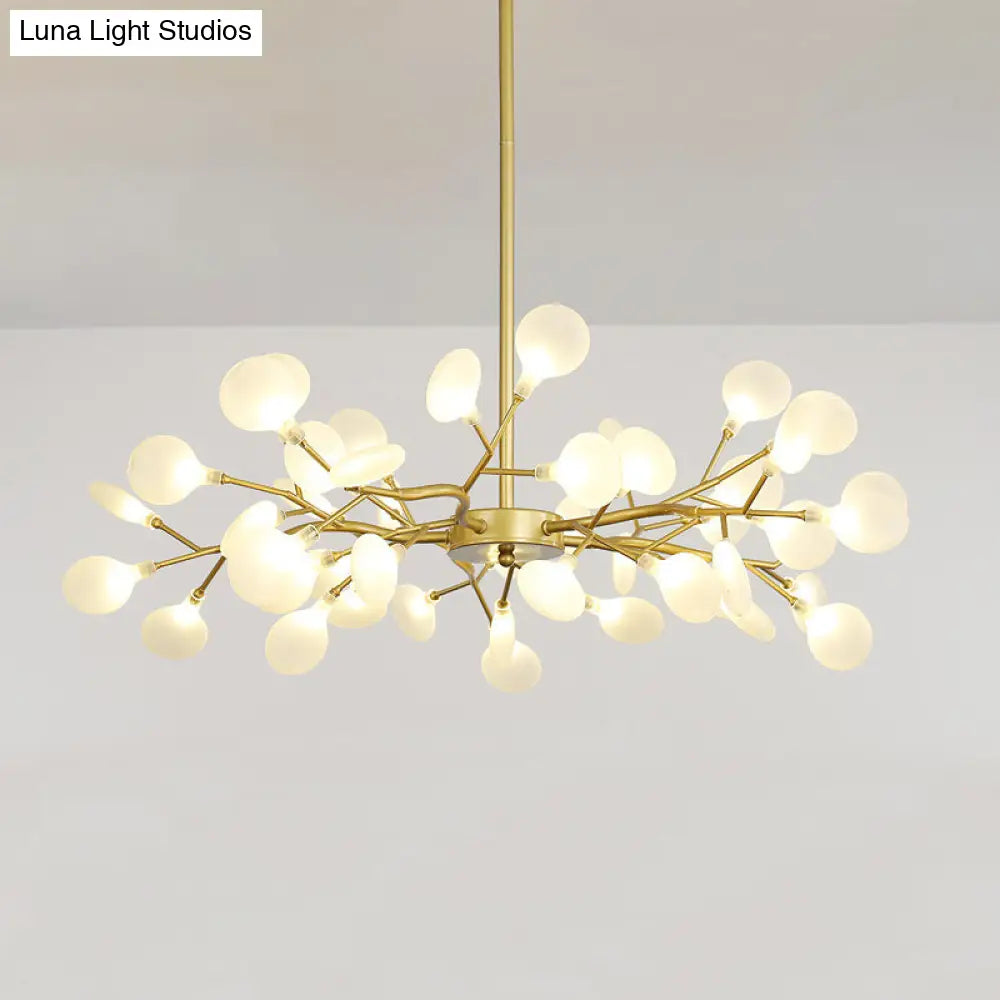 Firefly Chandelier: Modern Glass Ceiling Lamp For Living Room 45 / Gold Milk White