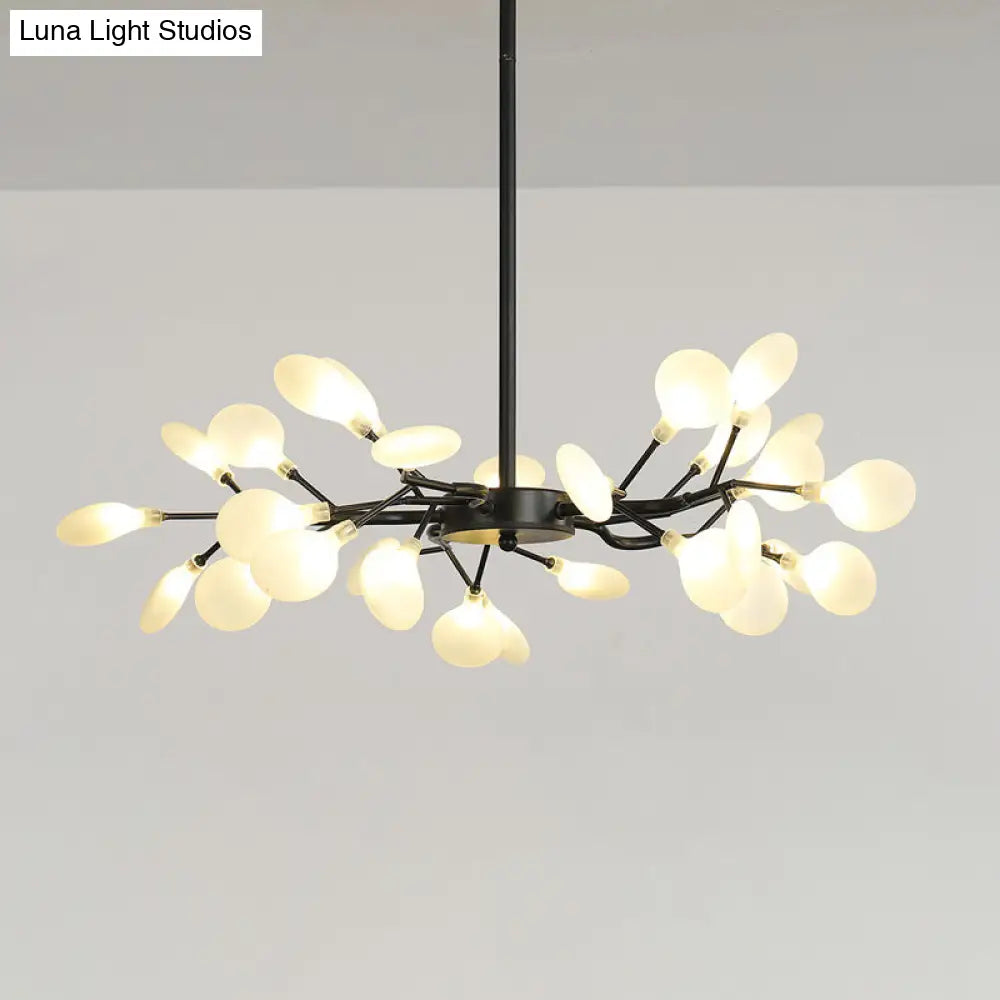 Firefly Chandelier: Modern Glass Ceiling Lamp For Living Room 30 / Black Milk White