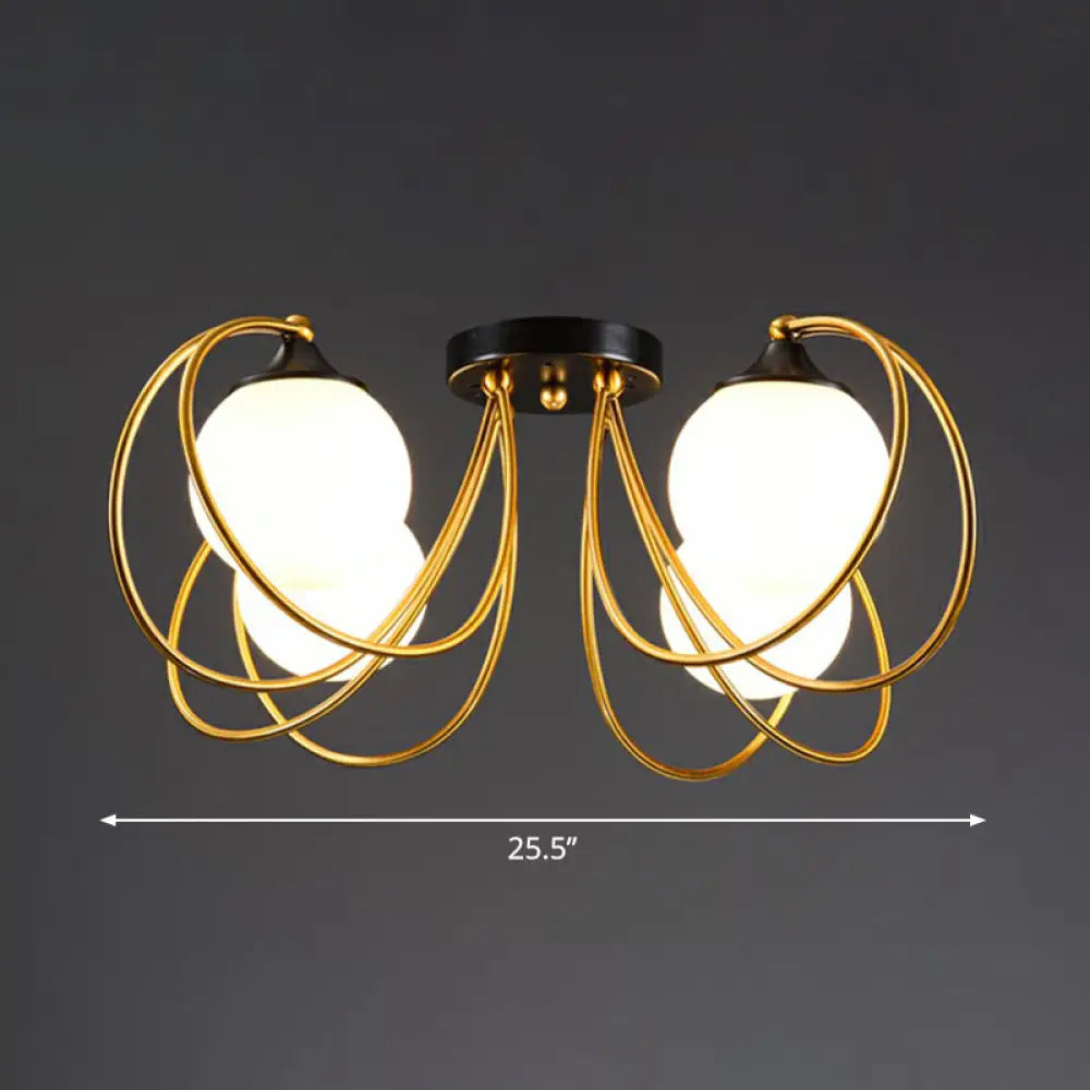 Postmodern Glass Flushmount Ceiling Light With Brass Finish - Ideal For Living Rooms 4 / White