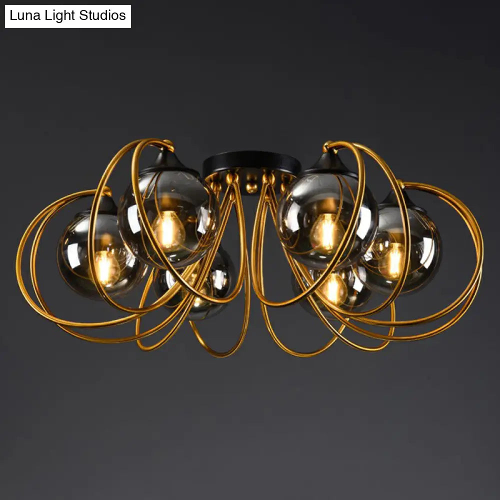 Postmodern Glass Flushmount Ceiling Light With Brass Finish - Ideal For Living Rooms