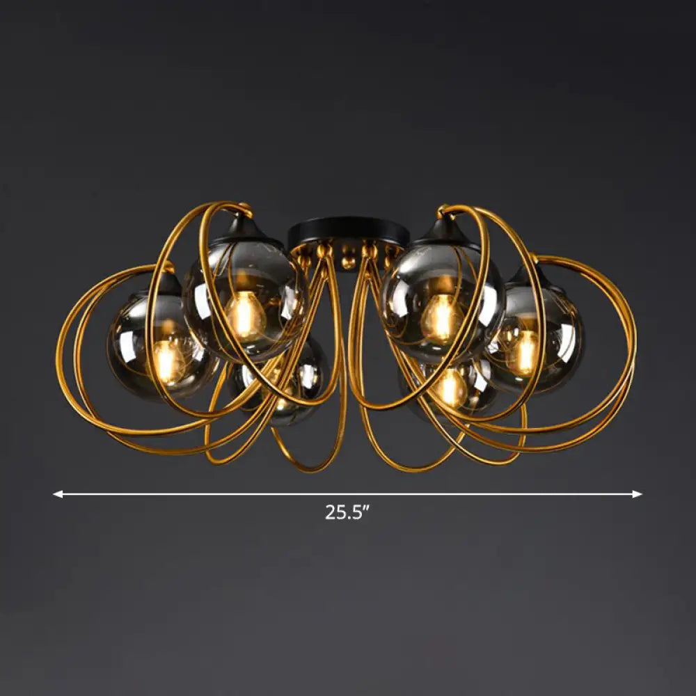 Postmodern Glass Flushmount Ceiling Light With Brass Finish - Ideal For Living Rooms 6 / Smoke Gray