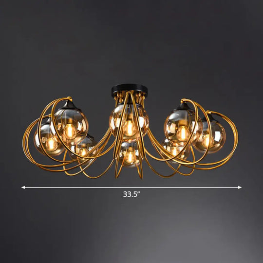 Postmodern Glass Flushmount Ceiling Light With Brass Finish - Ideal For Living Rooms 8 / Amber