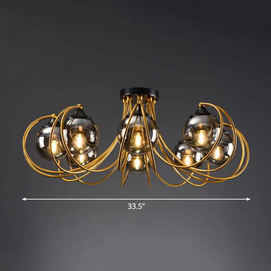 Postmodern Glass Flushmount Ceiling Light With Brass Finish - Ideal For Living Rooms 8 / Smoke Gray