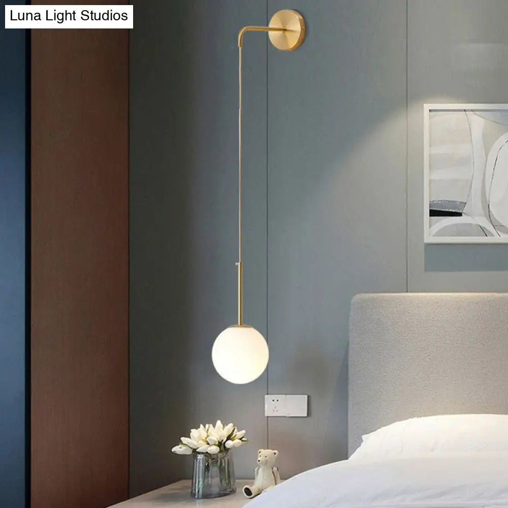 Postmodern Glass Globe Wall Lamp For Bedroom - 1-Light Mount Fixture