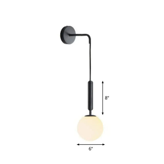 Postmodern Glass Globe Wall Lamp For Bedroom - 1-Light Mount Fixture Black / White B