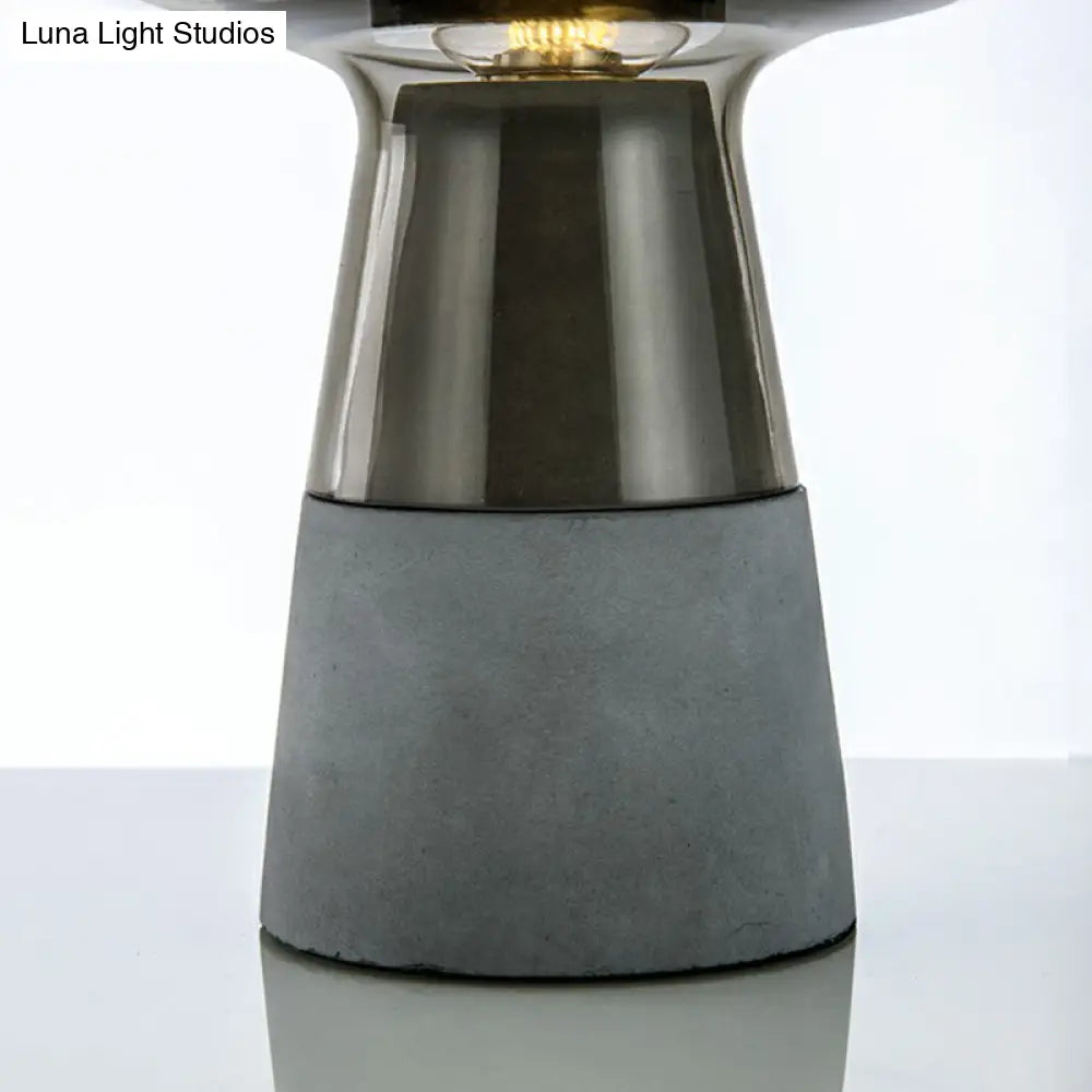 Postmodern Glass Night Lamp With Cement Base: Cup Shaped Table Light For Bedroom