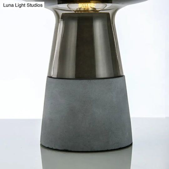 Postmodern Glass Night Lamp With Cement Base: Cup Shaped Table Light For Bedroom