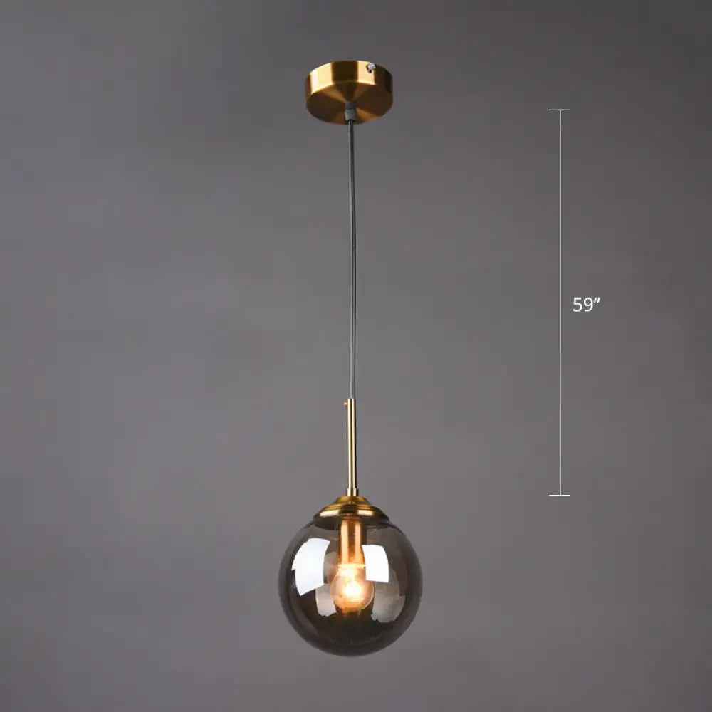 Postmodern Glass Pendant Light: Sphere Drop Design With Bedside & Ceiling Mounts - Brass Finish