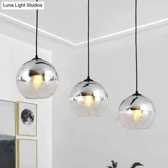 Sleek Electroplate Glass Pendant Light For Dining Room - Postmodern Single Ceiling Hang Design