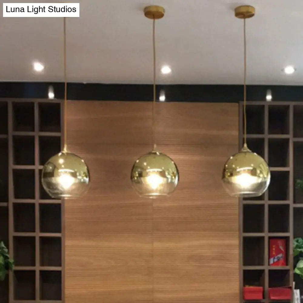 Sleek Electroplate Glass Pendant Light For Dining Room - Postmodern Single Ceiling Hang Design