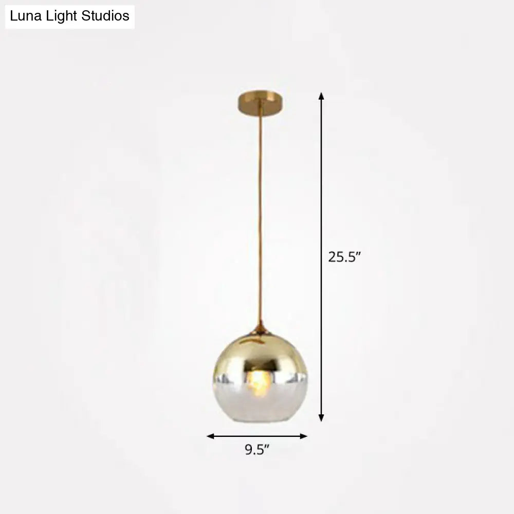 Postmodern Glass Pendant Light - Sphere Electroplate Ideal For Dining Room Ceiling Hang