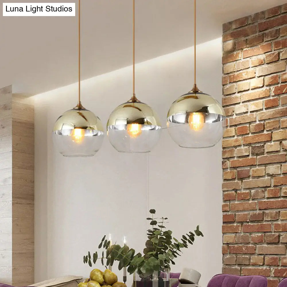 Sleek Electroplate Glass Pendant Light For Dining Room - Postmodern Single Ceiling Hang Design Gold