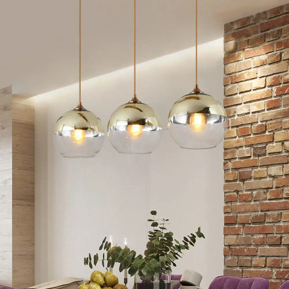 Postmodern Glass Pendant Light - Sphere Electroplate Ideal For Dining Room Ceiling Hang Gold