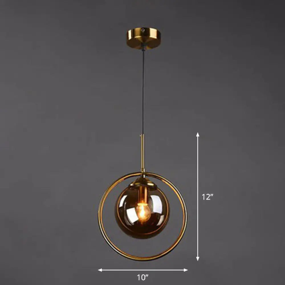 Postmodern Glass Pendant Light With Down Lighting - 1-Light Kitchen Hanging Fixture Amber