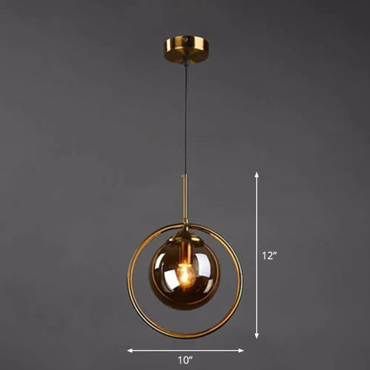 Postmodern Glass Pendant Light With Down Lighting - 1-Light Kitchen Hanging Fixture Amber