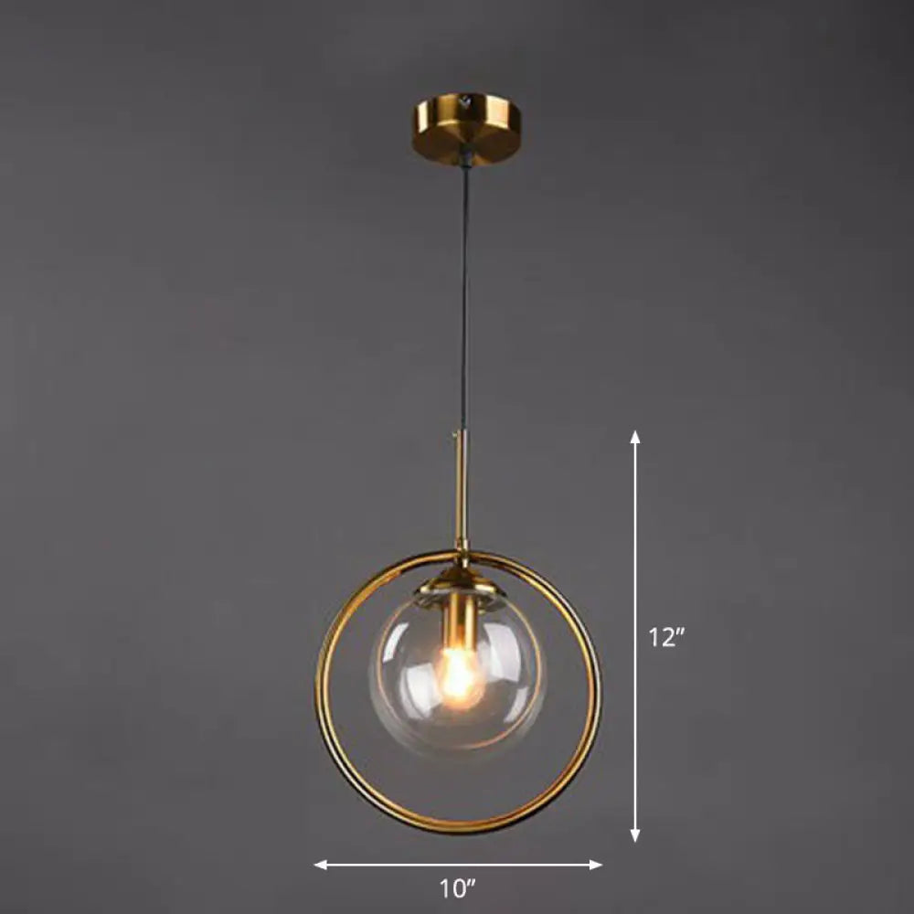 Postmodern Glass Pendant Light With Down Lighting - 1-Light Kitchen Hanging Fixture Clear