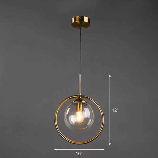 Postmodern Glass Pendant Light With Down Lighting - 1-Light Kitchen Hanging Fixture Clear