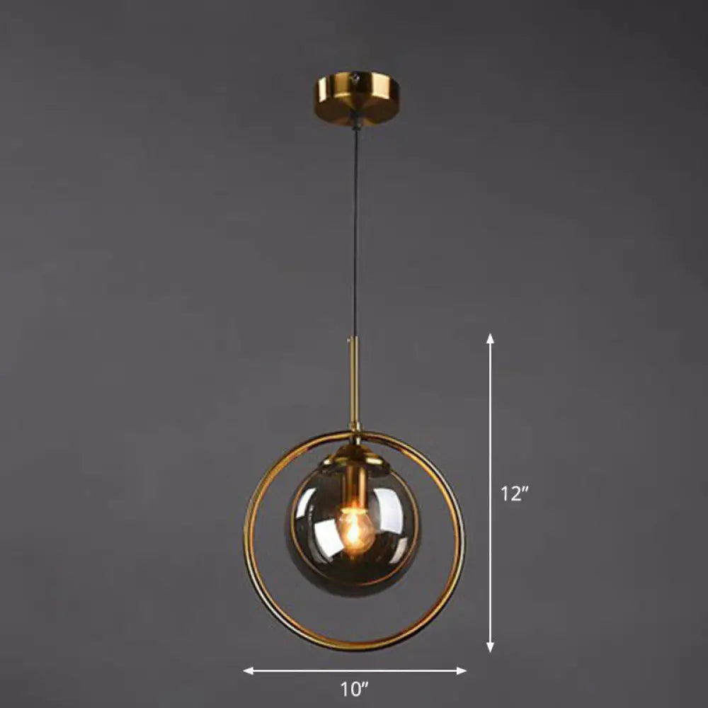 Postmodern Glass Pendant Light With Down Lighting - 1-Light Kitchen Hanging Fixture Smoke Gray