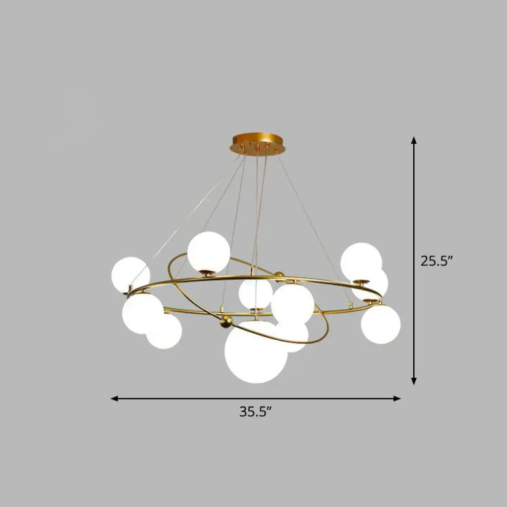 Postmodern Glass Planet Hanging Lamp With Brass Finish Ideal For Living Room 11 / White