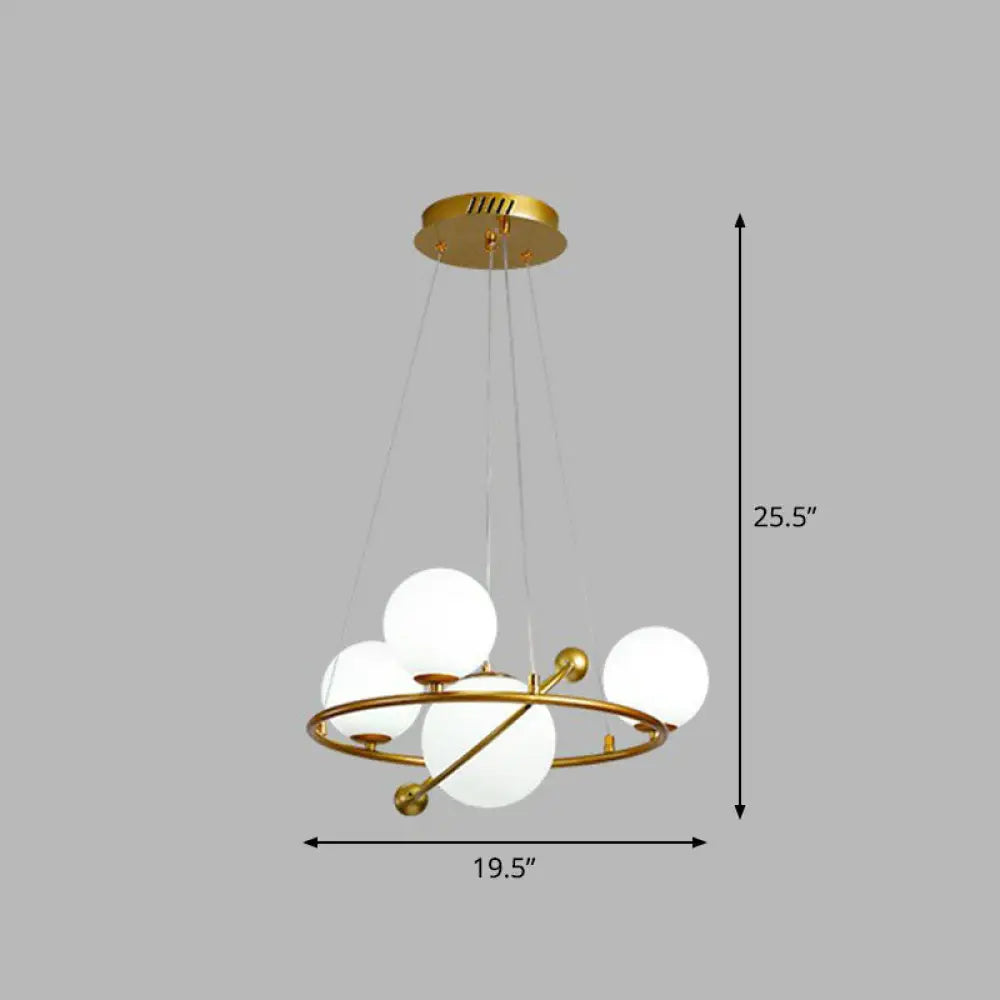 Postmodern Glass Planet Hanging Lamp With Brass Finish Ideal For Living Room 4 / White