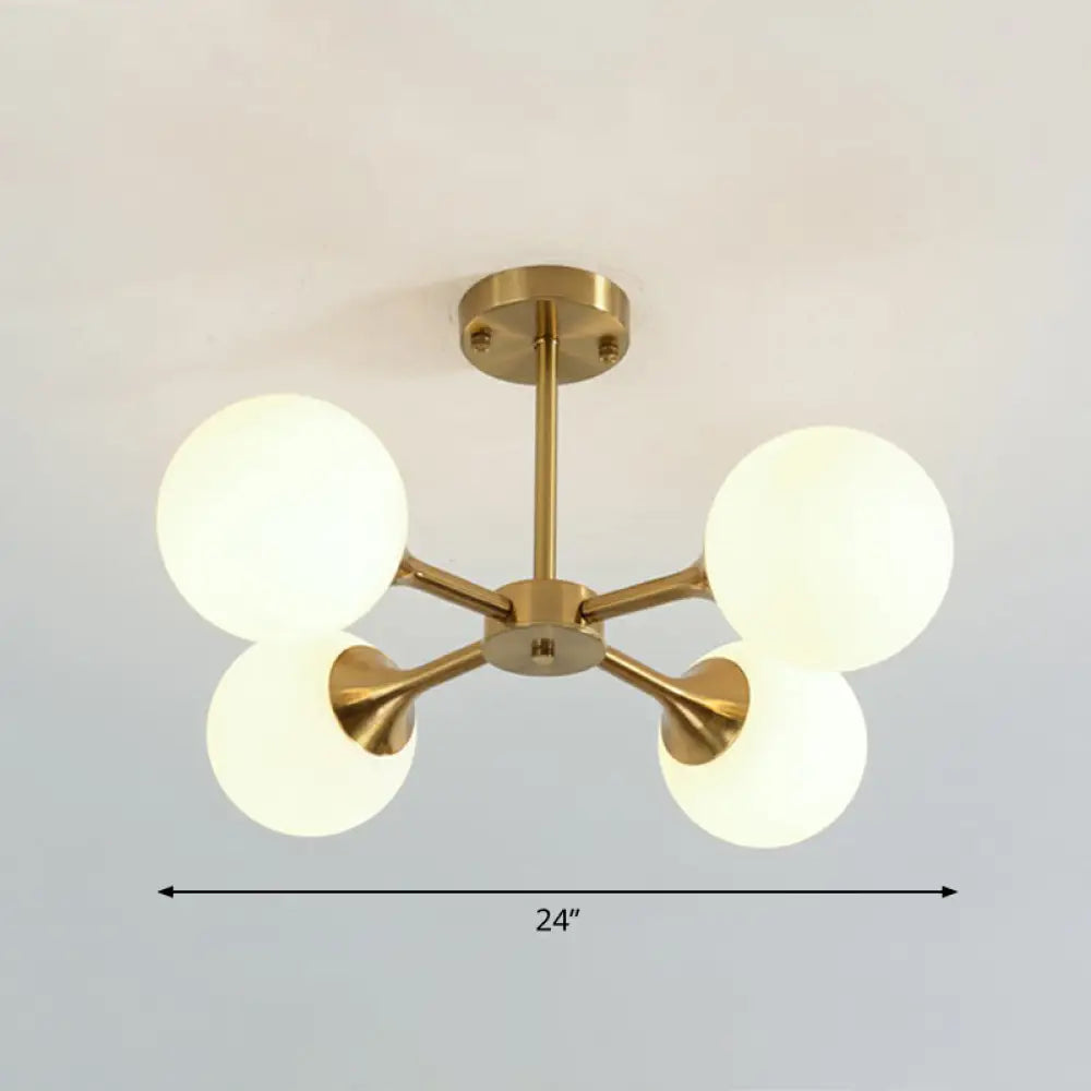 Postmodern Glass Sphere Chandelier With Brass Finish – Elegant Hanging Light Fixture For Bedrooms