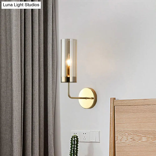 Postmodern Glass Tube Wall Sconce With Brass Finish