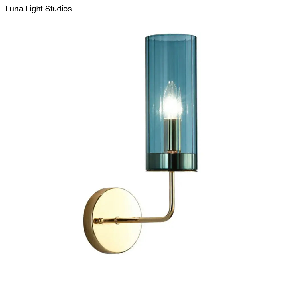 Postmodern Glass Tube Wall Sconce With Brass Finish