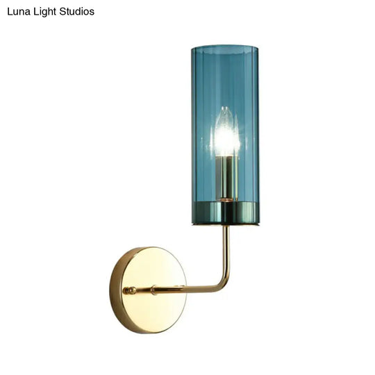 Postmodern Glass Tube Wall Sconce With Brass Finish