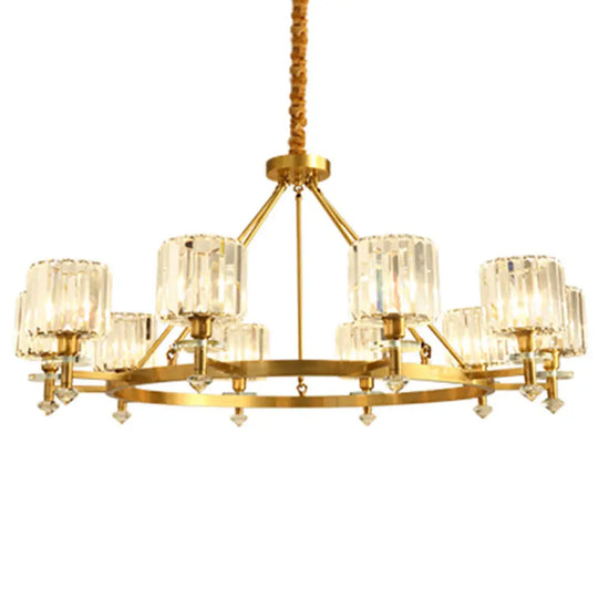 Postmodern Gold Chandelier Ceiling Light For Living Room - Circle Shaped Crystal Block Fixture 10 /