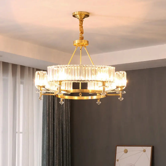 Postmodern Gold Chandelier Ceiling Light For Living Room - Circle Shaped Crystal Block Fixture 6 / C