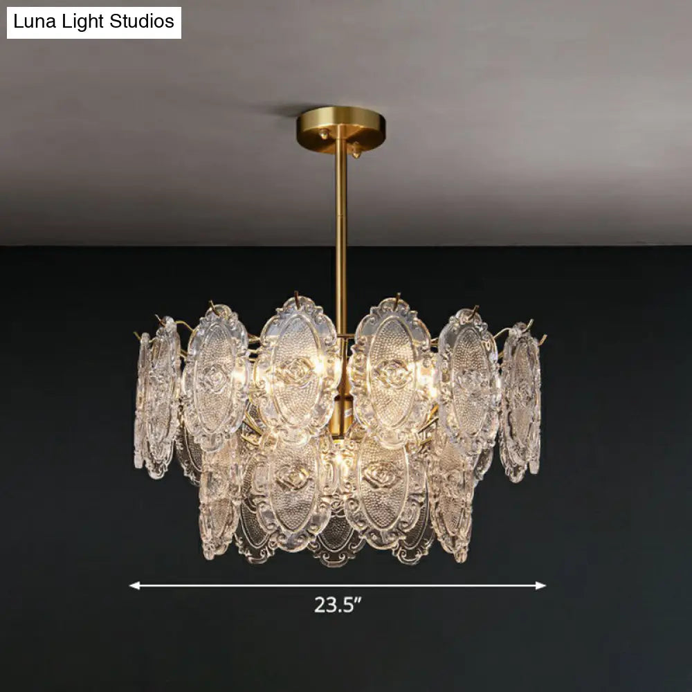 Modern Glass Gold Chandelier - Tiered Pendant Lighting For Dining Room 9 /