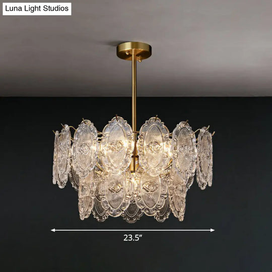 Modern Glass Gold Chandelier - Tiered Pendant Lighting For Dining Room 9 /