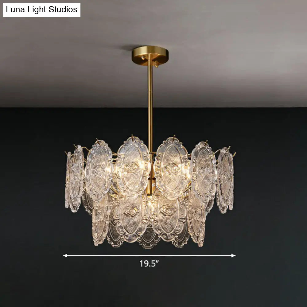 Modern Glass Gold Chandelier - Tiered Pendant Lighting For Dining Room 7 /