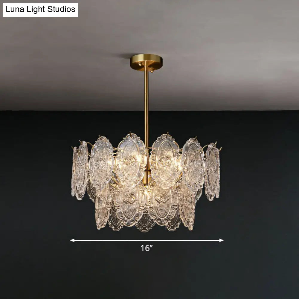 Modern Glass Gold Chandelier - Tiered Pendant Lighting For Dining Room 5 /