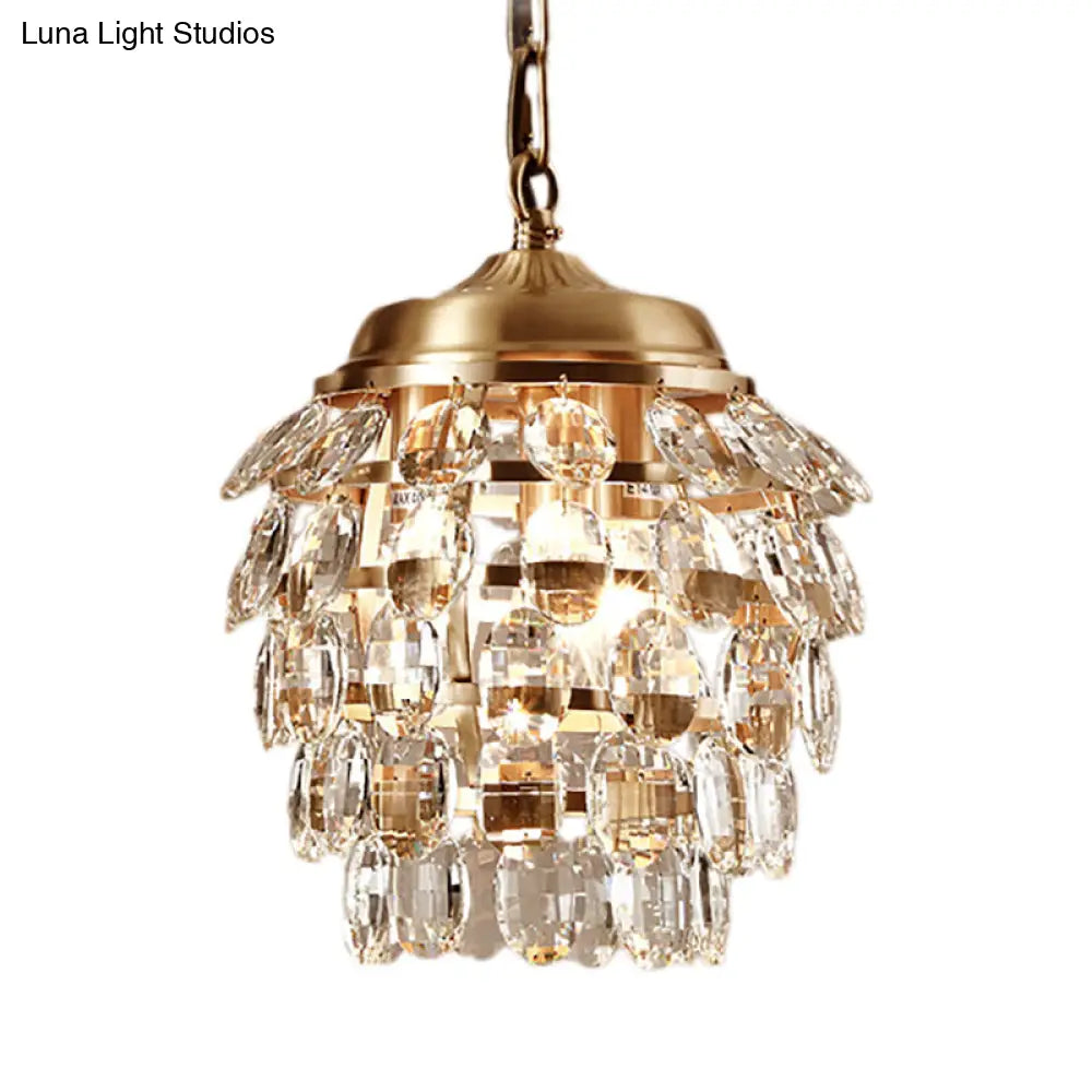 Postmodern Gold Chandelier With Clear Glass 5 Tiers 3 Lights Faceted Design