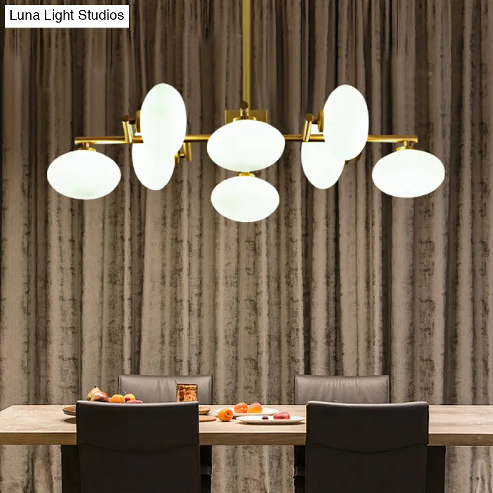 Postmodern Gold Chandelier With Cream Glass - 8-Bulb Suspension Lamp