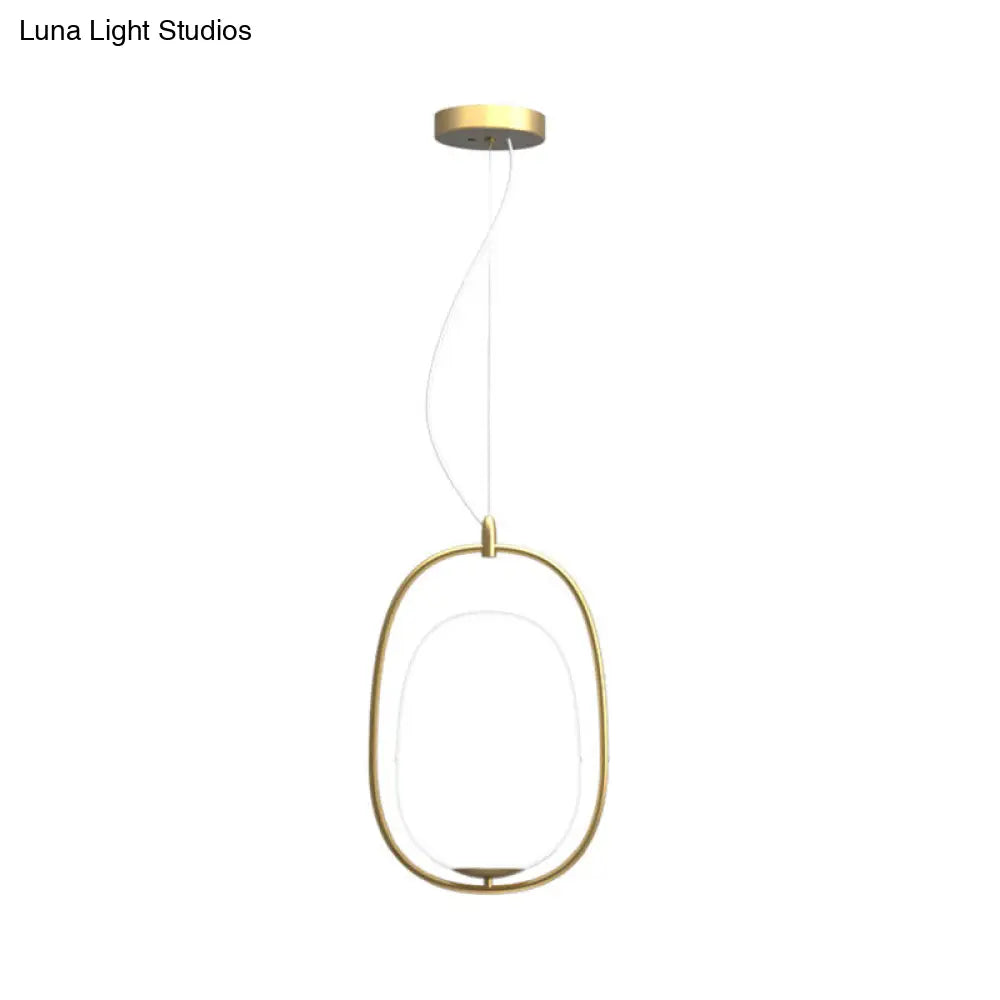 Modern Gold Cocoon Pendant Lamp With Frame And Glass Shade Warm/White/3-Light Options