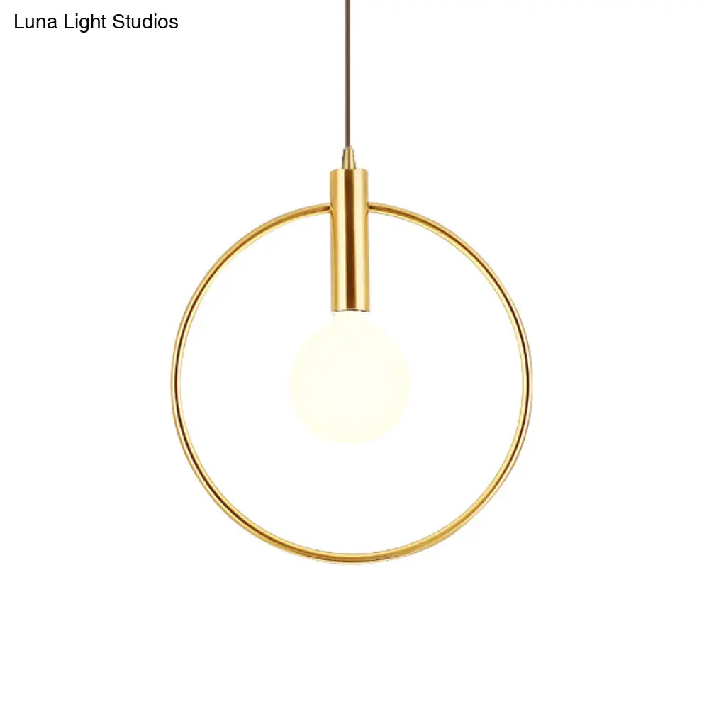 Postmodern Gold Conical/Hoop/Grenade Hanging Lamp - 1-Light Metal/Clear Glass Suspension Pendant