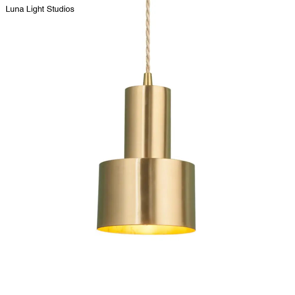 Postmodern Gold Conical/Hoop/Grenade Hanging Lamp - 1-Light Metal/Clear Glass Suspension Pendant